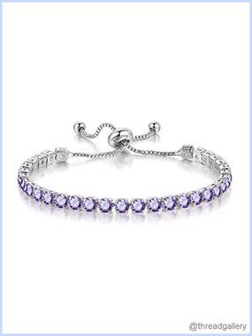 Adjustable Tennis Bracelet with Cubic Zircon Charm Links, Gold Plated